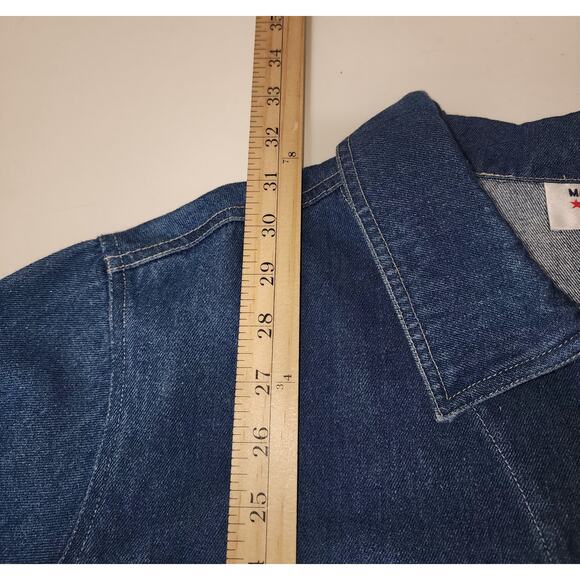Vintage coat 90s Main Street Blues Oversized Chore Denim Button Down Jacket L - Picture 7 of 8